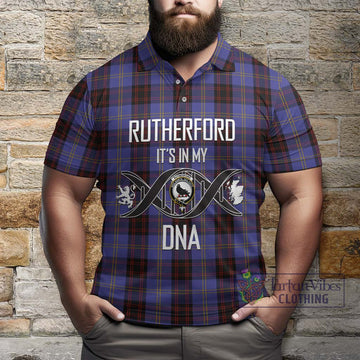 Rutherford Tartan Polo Shirt with Family Crest DNA In Me Style