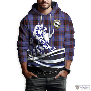 Rutherford Tartan Hoodie with Alba Gu Brath Regal Lion Emblem