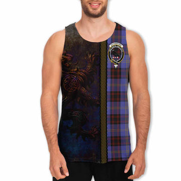Tartan Vibes Clothing Rutherford Tartan Family Crest Men's Tank Top Alba Gu Brath Be Brave Lion Ancient Style