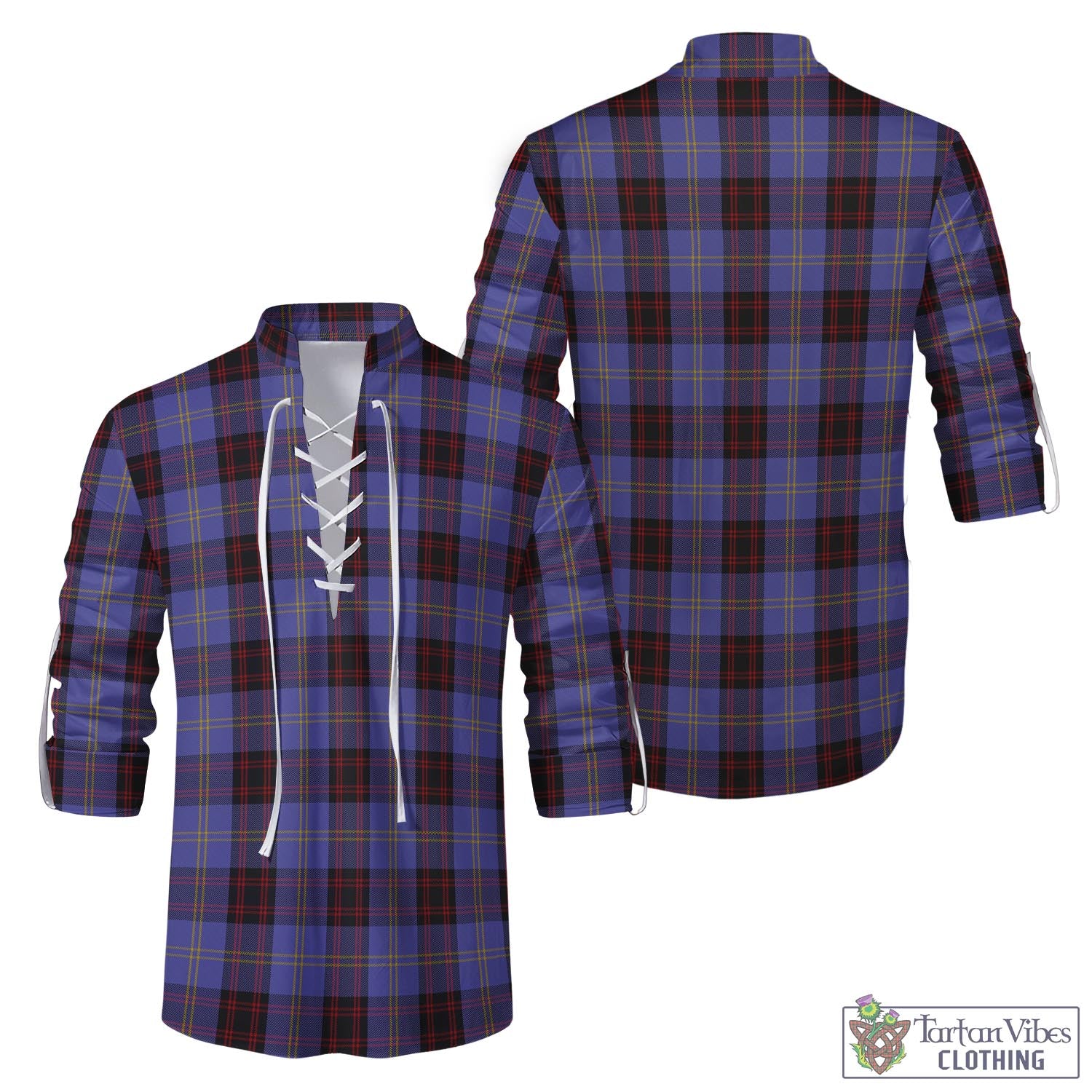 Tartan Vibes Clothing Rutherford Tartan Men's Scottish Traditional Jacobite Ghillie Kilt Shirt