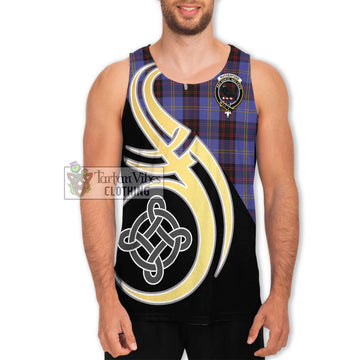 Rutherford Tartan Men's Tank Top with Family Crest and Celtic Symbol Style Men - Tartan Vibes Clothing