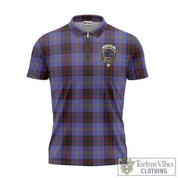 Rutherford Tartan Zipper Polo Shirt with Family Crest