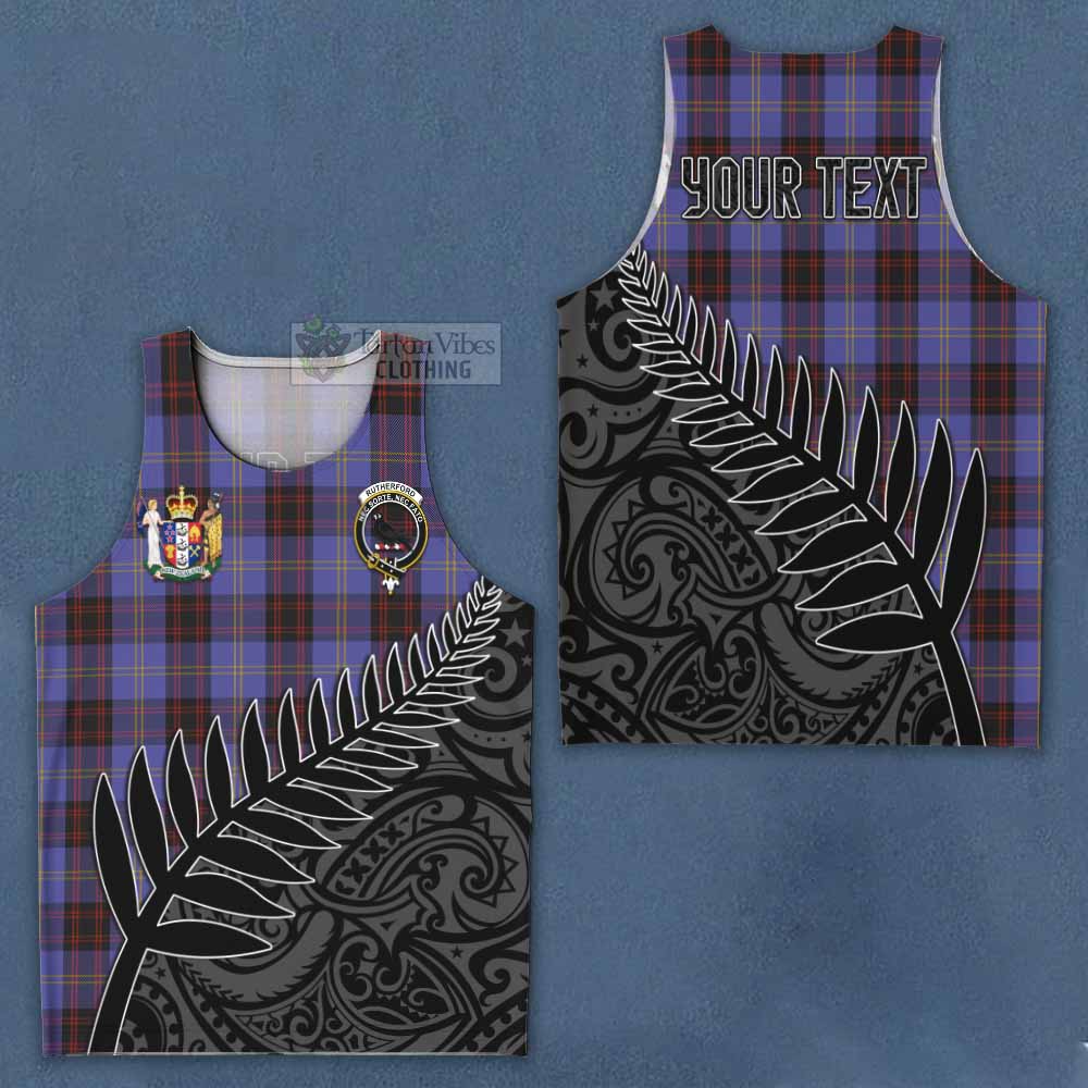 Tartan Vibes Clothing Rutherford Crest Tartan Men's Tank Top with New Zealand Silver Fern Half Style