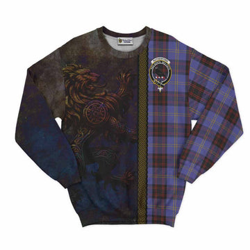 Tartan Vibes Clothing Rutherford Tartan Family Crest Sweatshirt Alba Gu Brath Be Brave Lion Ancient Style