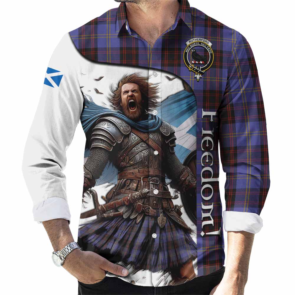 Tartan Vibes Clothing Rutherford Crest Tartan Long Sleeve Button Shirt Inspired by the Freedom of Scottish Warrior