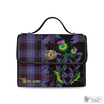 Rutherford Tartan Waterproof Canvas Bag with Scotland Map and Thistle Celtic Accents