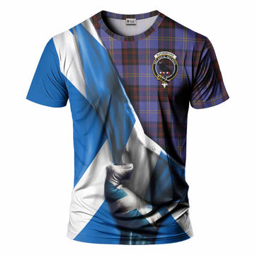 Tartan Vibes Clothing Rutherford Tartan T-Shirt with Family Crest Scotland Patriotic Style