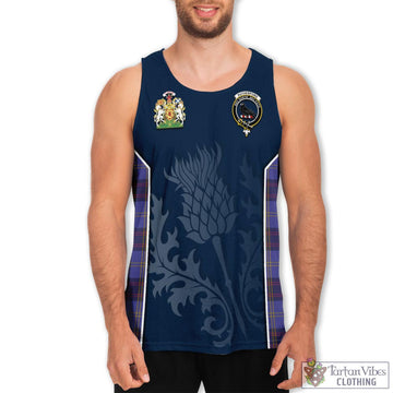 Tartan Vibes Clothing Rutherford Tartan Men's Tanks Top with Family Crest and Scottish Thistle Vibes Sport Style