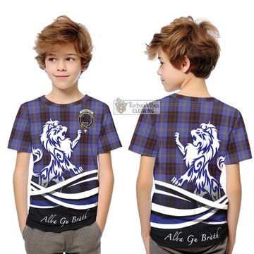 Rutherford Tartan Kid T-Shirt with Alba Gu Brath Regal Lion Emblem Youth XL Size14 - Tartanvibesclothing Shop