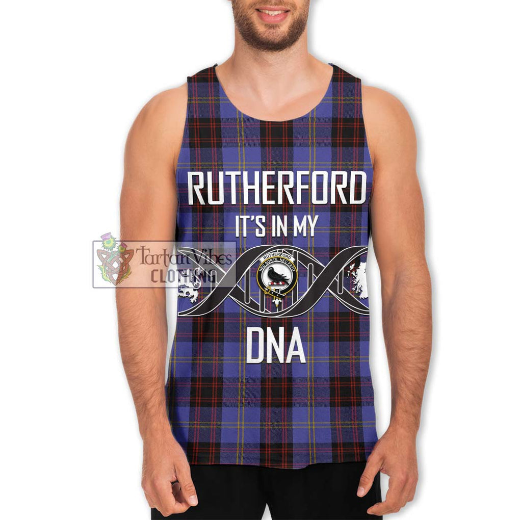 Rutherford Tartan Men's Tank Top with Family Crest DNA In Me Style Men - Tartanvibesclothing Shop