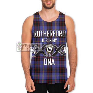 Rutherford Tartan Men's Tank Top with Family Crest DNA In Me Style Men - Tartanvibesclothing Shop