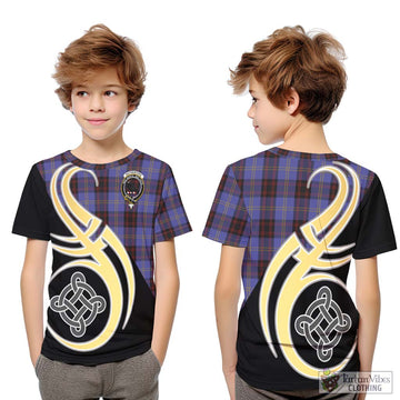 Rutherford Tartan Kid T-Shirt with Family Crest and Celtic Symbol Style Youth XL Size14 - Tartan Vibes Clothing