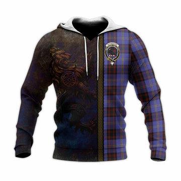 Rutherford Tartan Family Crest Knitted Hoodie Alba Gu Brath Be Brave Lion Ancient Style