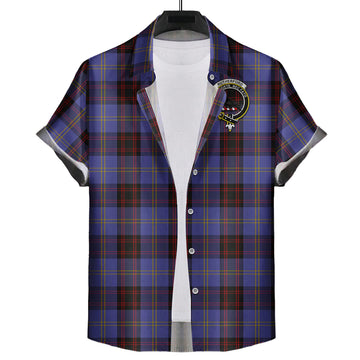 Rutherford Tartan Short Sleeve Button Down Shirt with Family Crest