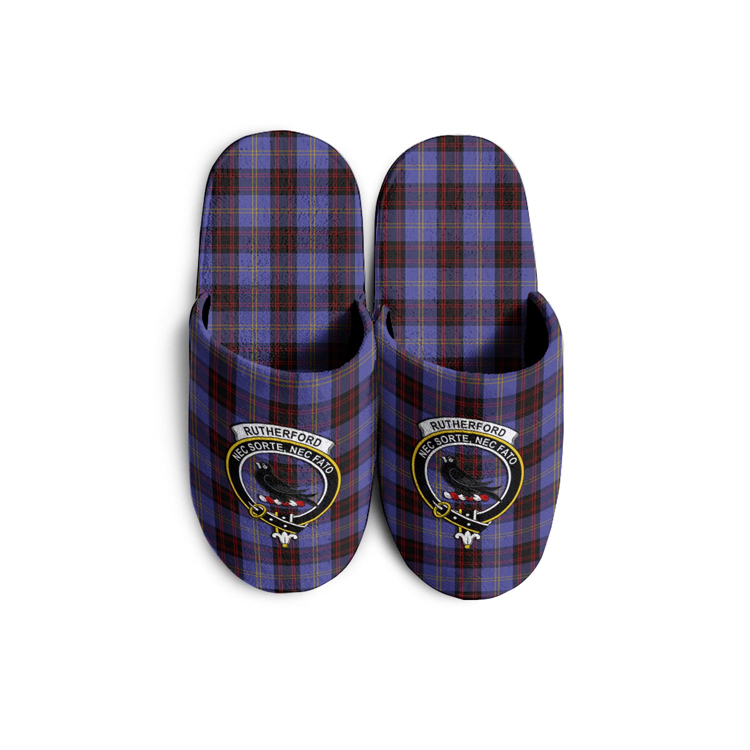 Rutherford Tartan Home Slippers with Family Crest - Tartanvibesclothing Shop