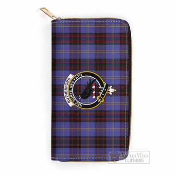 Rutherford Tartan Women's Leather Wallet with Family Crest