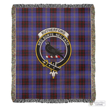 Rutherford Tartan Woven Blanket with Family Crest