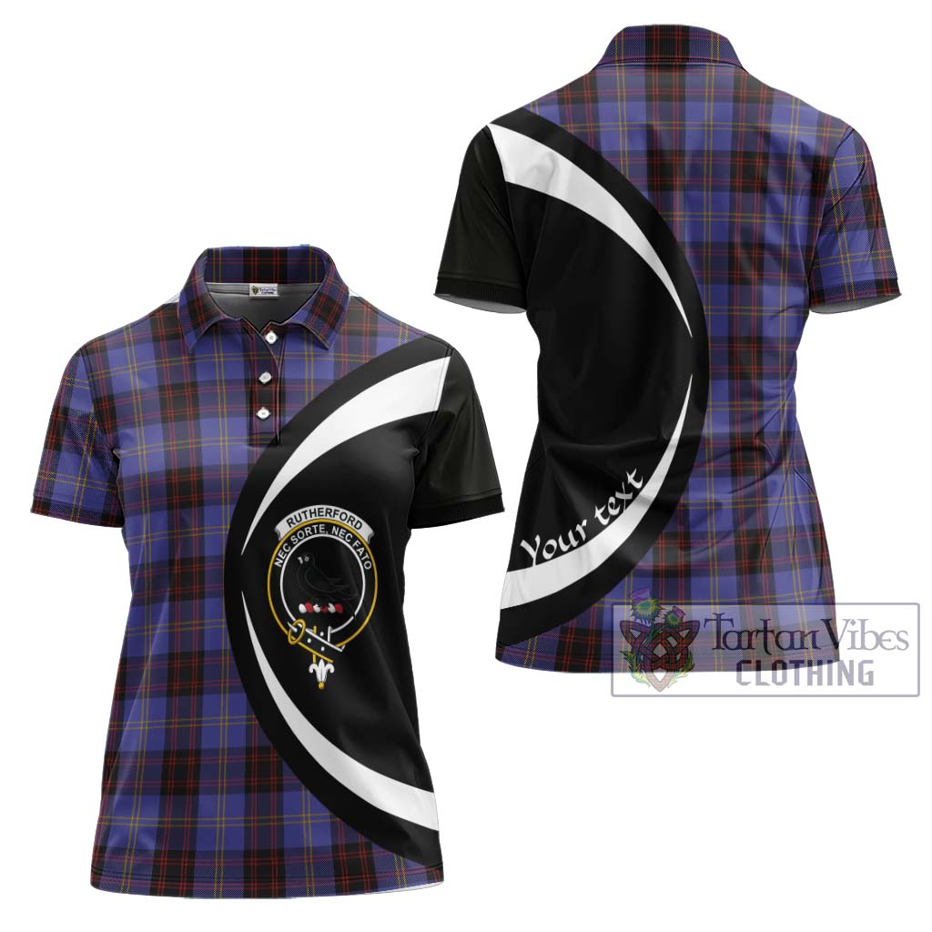 Rutherford Tartan Women's Polo Shirt with Family Crest Circle Style Women - Tartan Vibes Clothing