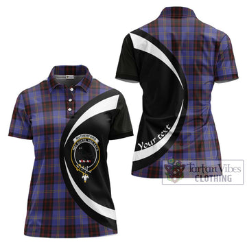 Rutherford Tartan Women's Polo Shirt with Family Crest Circle Style Women - Tartan Vibes Clothing