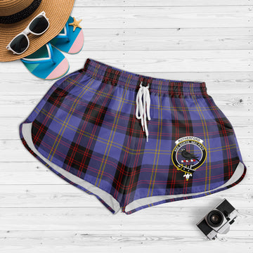 Rutherford Tartan Womens Shorts with Family Crest