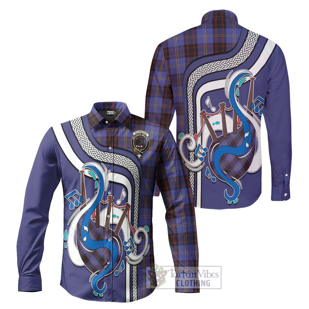 Rutherford Tartan Long Sleeve Button Shirt with Epic Bagpipe Style Men's Shirt S - Tartanvibesclothing Shop