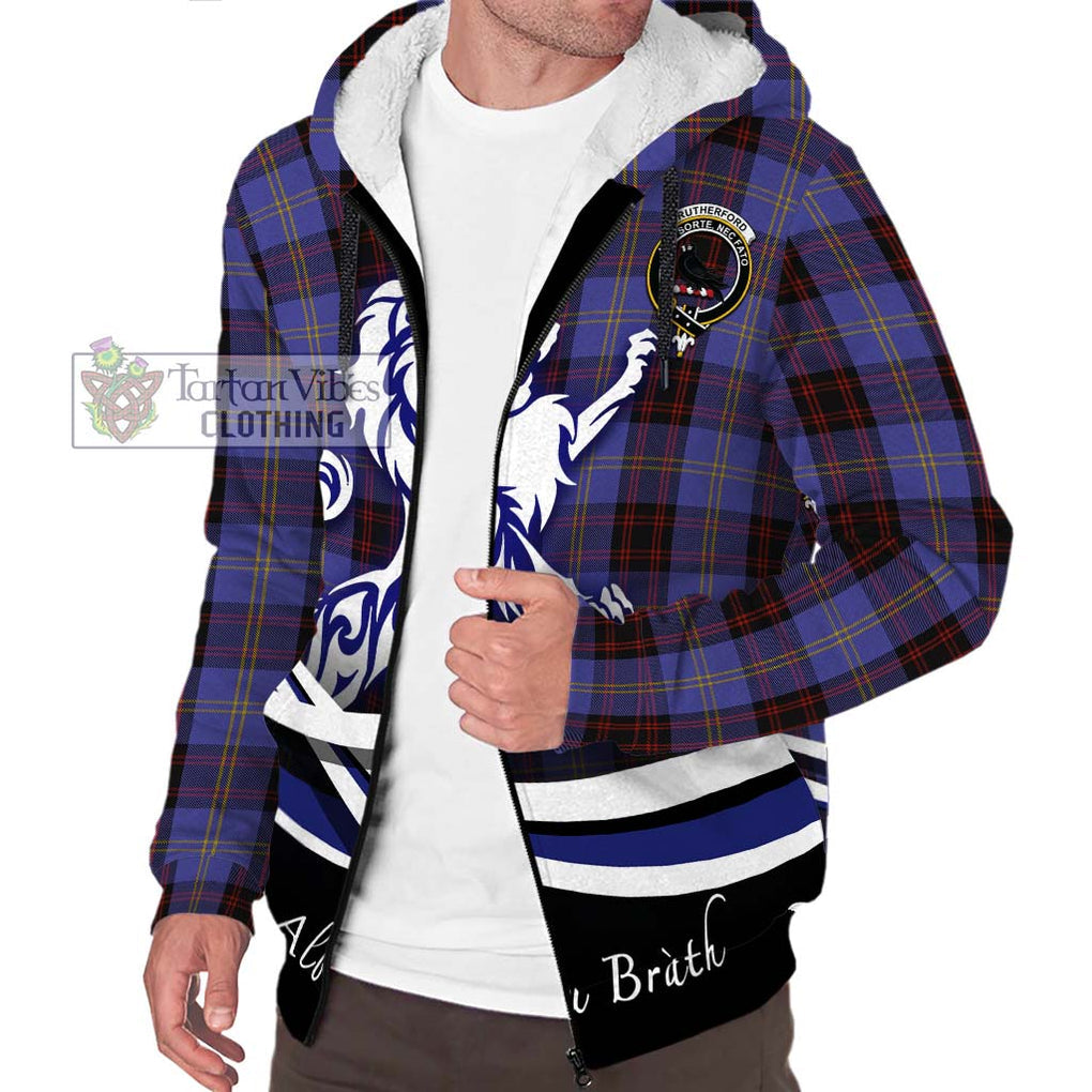 Rutherford Tartan Sherpa Hoodie with Alba Gu Brath Regal Lion Emblem Unisex S - Tartanvibesclothing Shop