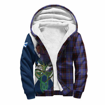 Rutherford Tartan Family Crest Sherpa Hoodie Scottish Thistle Celtic Inspired