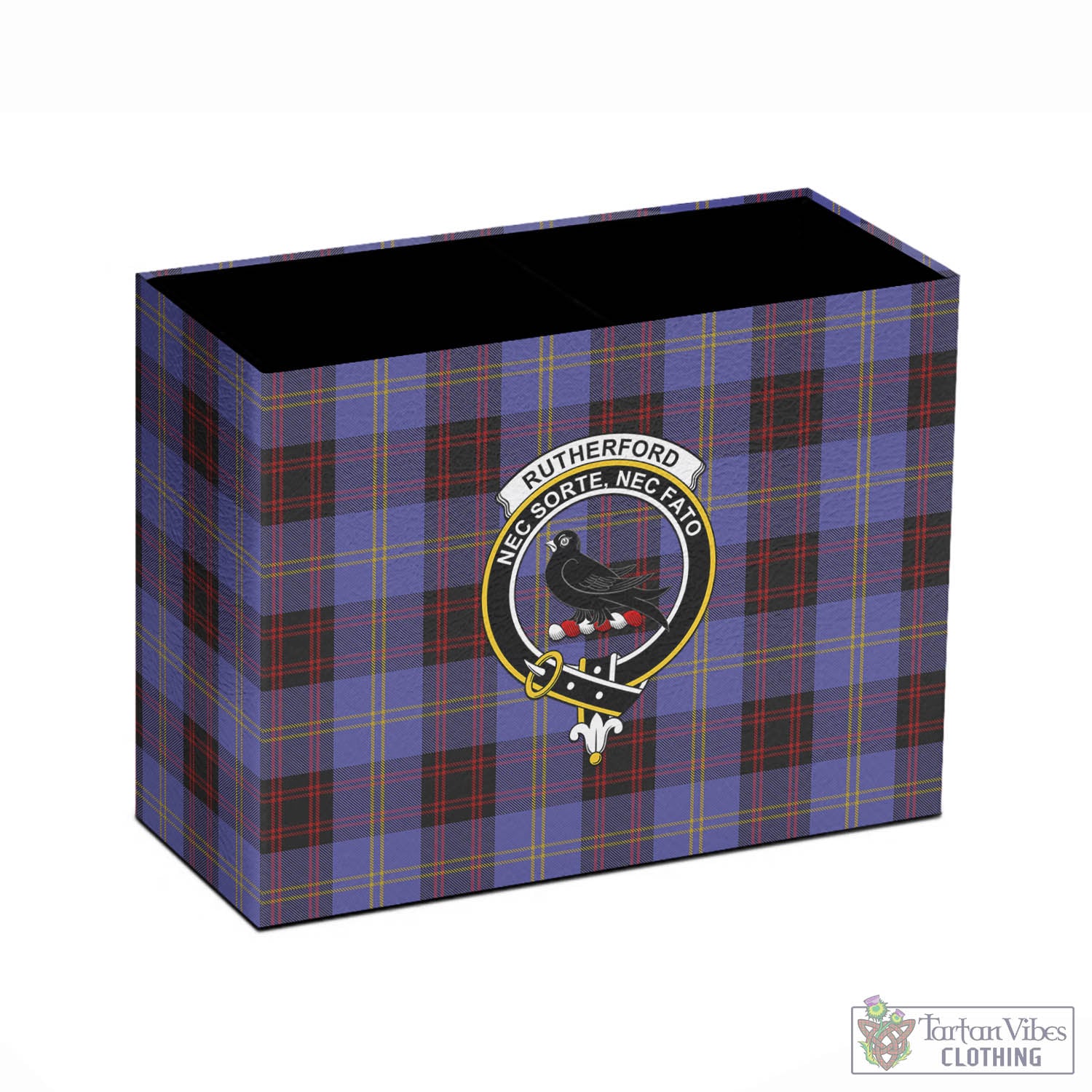 Tartan Vibes Clothing Rutherford Tartan Pen Holder with Family Crest