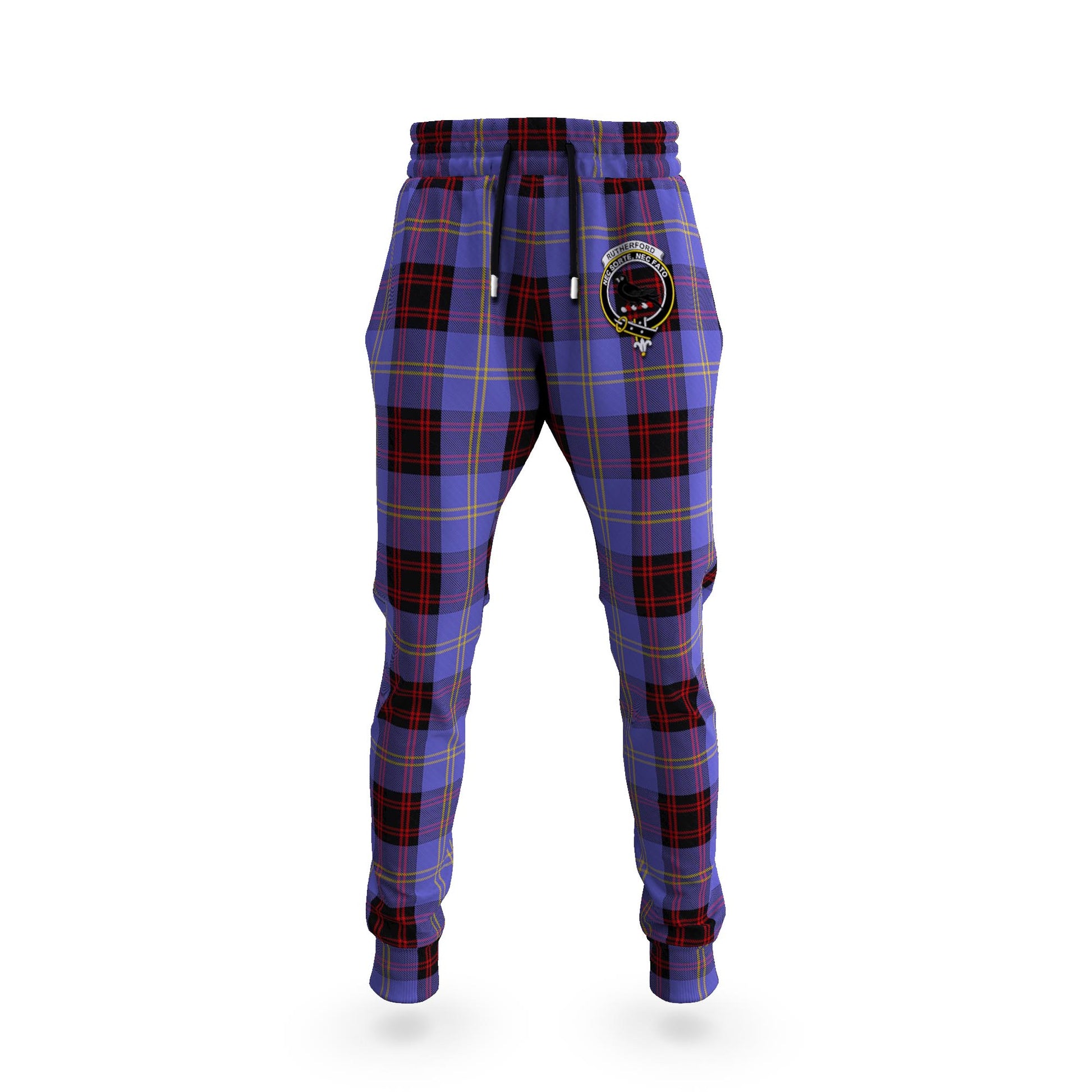 Rutherford Tartan Joggers Pants with Family Crest 5XL - Tartan Vibes Clothing