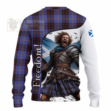 Tartan Vibes Clothing Rutherford Crest Tartan Knitted Sweater Inspired by the Freedom of Scottish Warrior