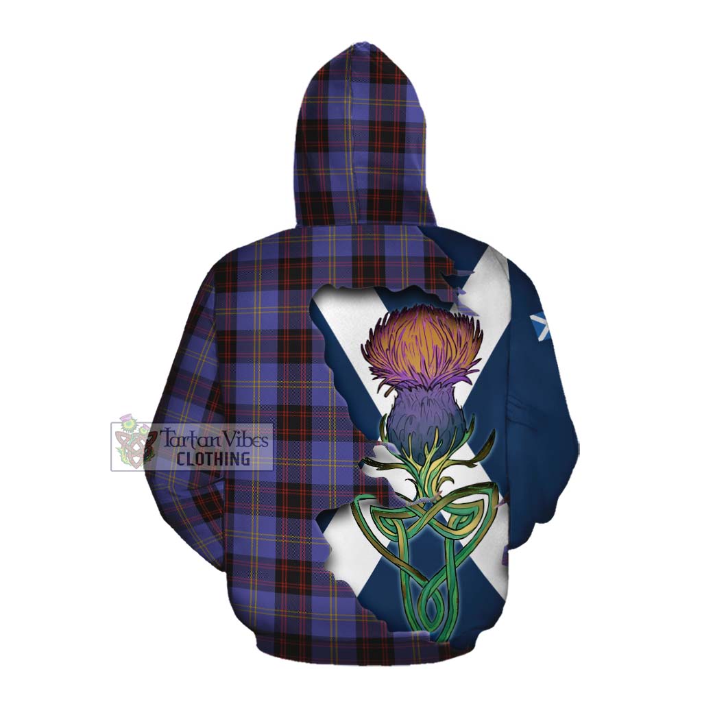 Tartan Vibes Clothing Rutherford Tartan Family Crest Cotton Hoodie Scottish Thistle Celtic Inspired