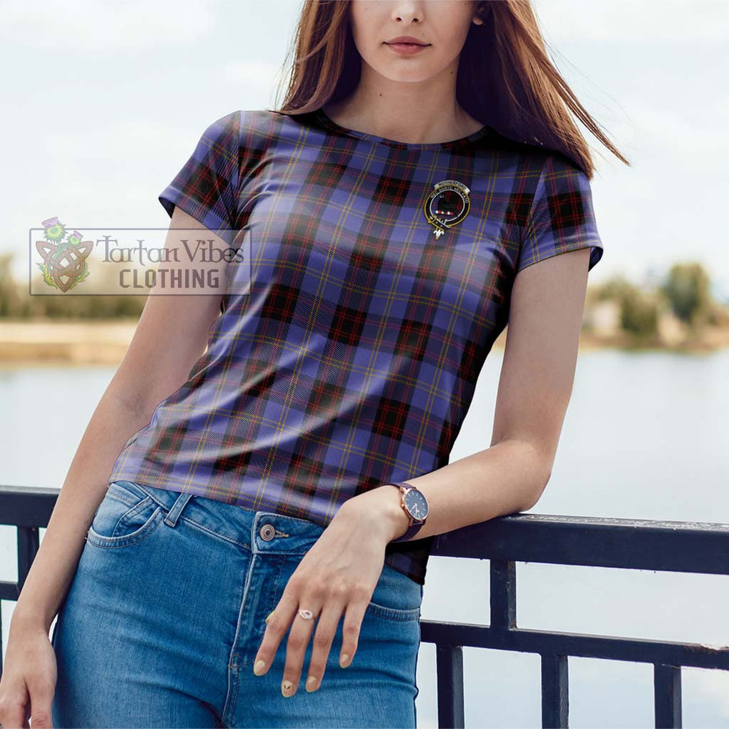 Rutherford Tartan Cotton T-Shirt with Family Crest Women's Shirt - Tartanvibesclothing Shop