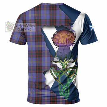 Tartan Vibes Clothing Rutherford Tartan Family Crest T-Shirt Scottish Thistle Celtic Inspired