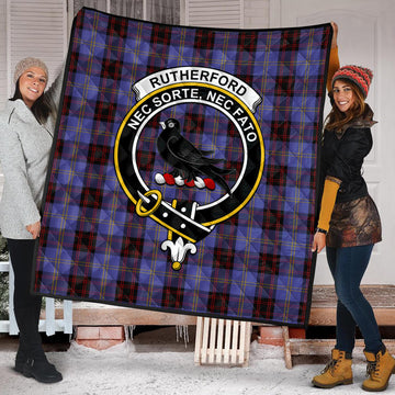 Rutherford Tartan Quilt with Family Crest