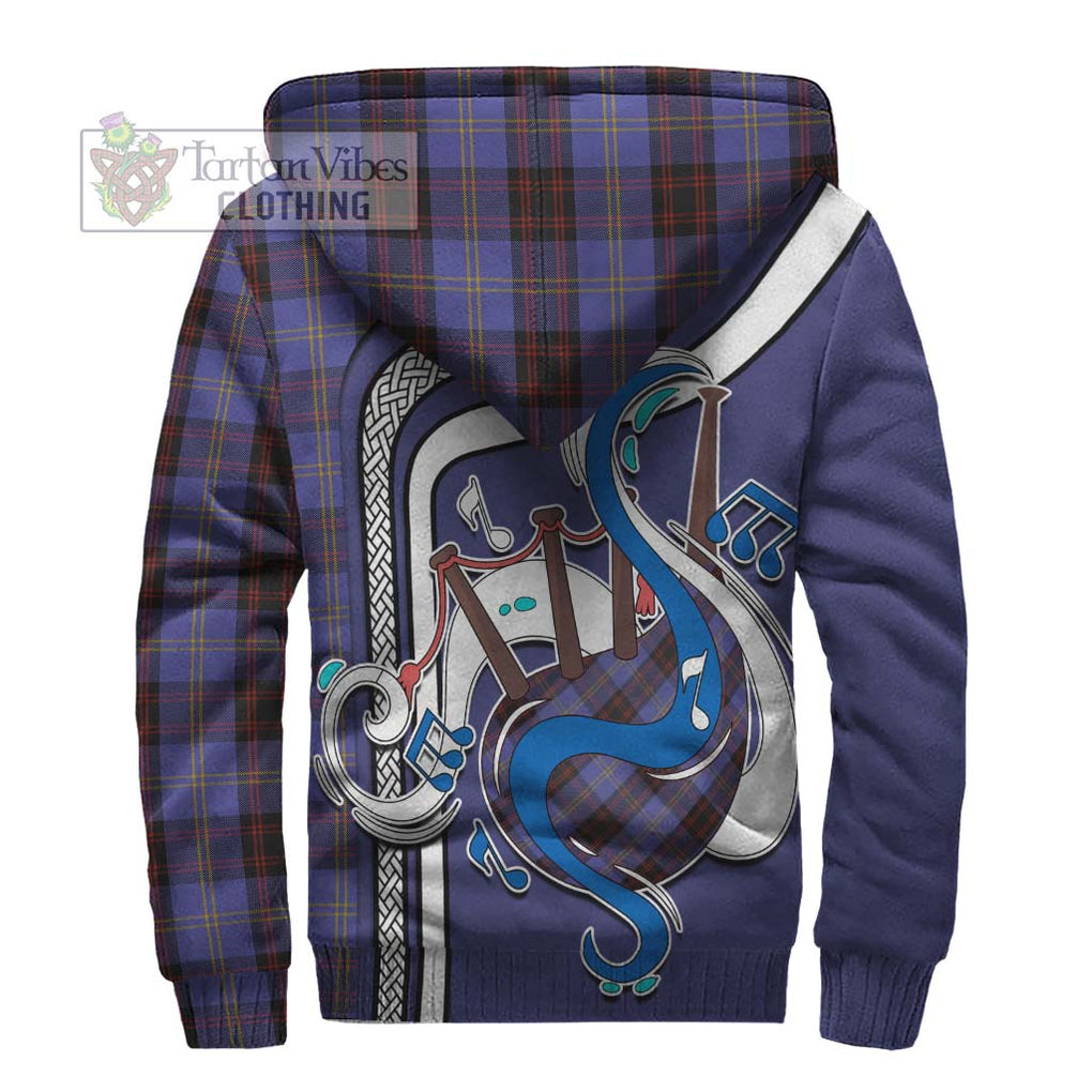 Rutherford Tartan Sherpa Hoodie with Epic Bagpipe Style - Tartanvibesclothing Shop