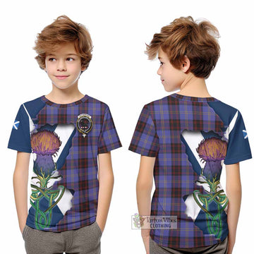Rutherford Tartan Family Crest Kid T-Shirt Scottish Thistle Celtic Inspired