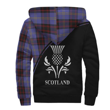 Rutherford Tartan Sherpa Hoodie with Family Crest Curve Style