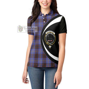 Rutherford Tartan Women's Polo Shirt with Family Crest Circle Style - Tartan Vibes Clothing