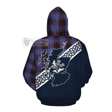 Rutherford Tartan Cotton Hoodie Featuring Thistle and Scotland Map