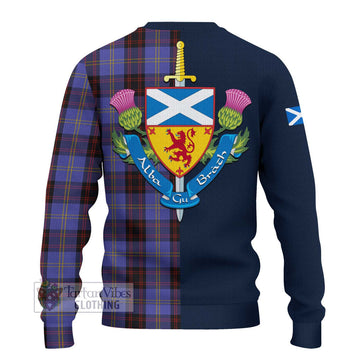 Tartan Vibes Clothing Rutherford Tartan Knitted Sweater with Scottish Lion Royal Arm Half Style