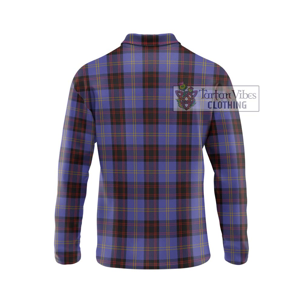 Rutherford Tartan Long Sleeve Polo Shirt with Family Crest DNA In Me Style - Tartanvibesclothing Shop
