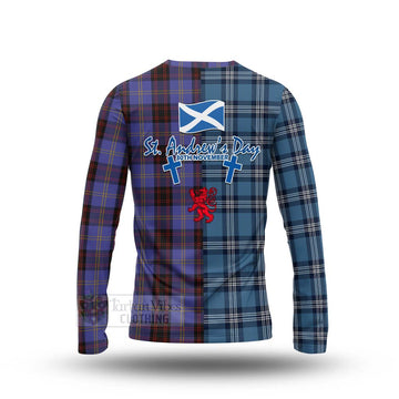 Tartan Vibes Clothing Rutherford Tartan Long Sleeve T-Shirt Happy St. Andrew's Day Half Tartan Style