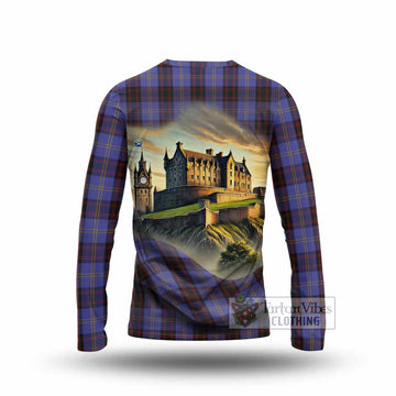 Tartan Vibes Clothing Rutherford Tartan Family Crest Long Sleeve T-Shirt with Scottish Ancient Castle Style