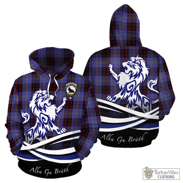 Rutherford Tartan Hoodie with Alba Gu Brath Regal Lion Emblem