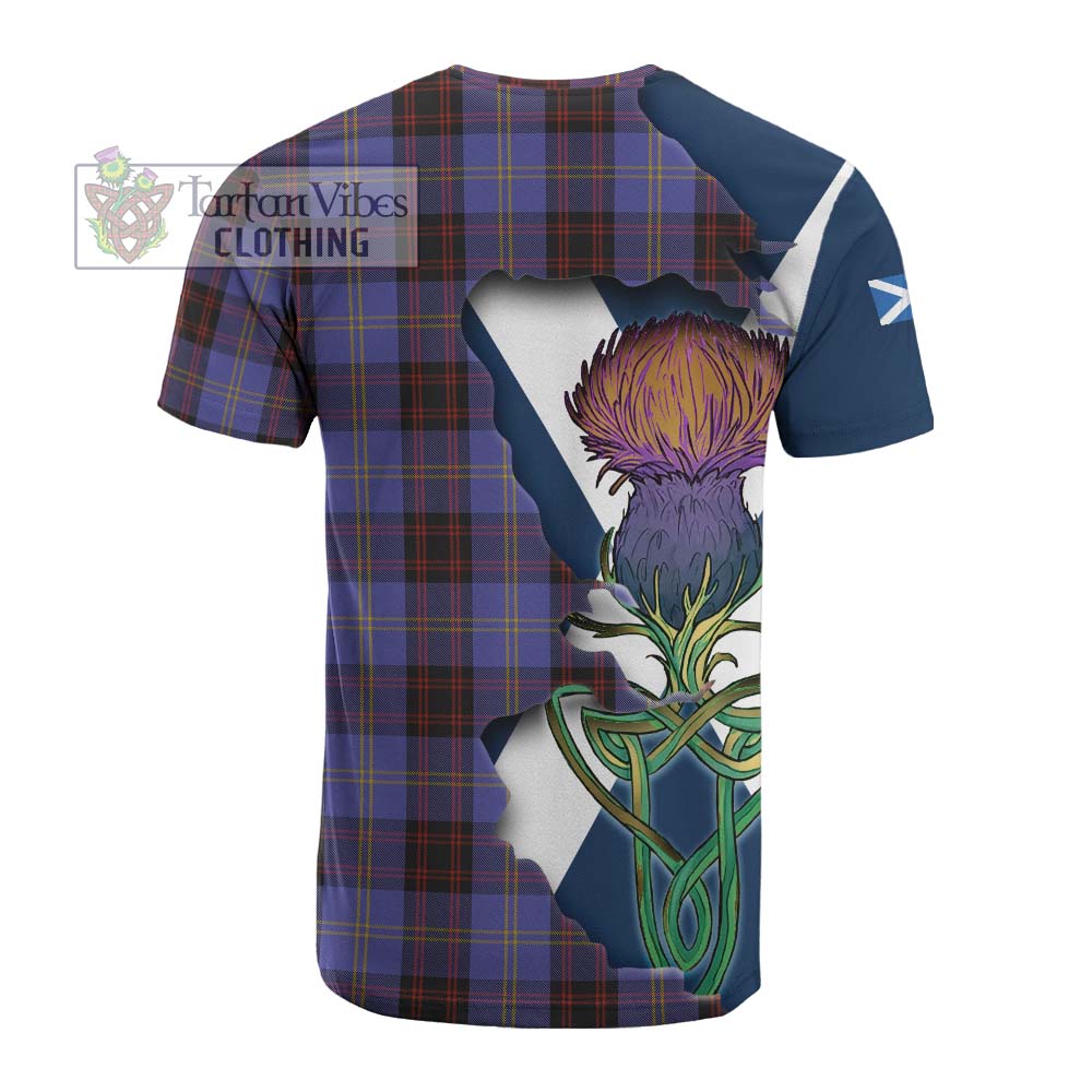 Tartan Vibes Clothing Rutherford Tartan Family Crest Cotton T-shirt Scottish Thistle Celtic Inspired