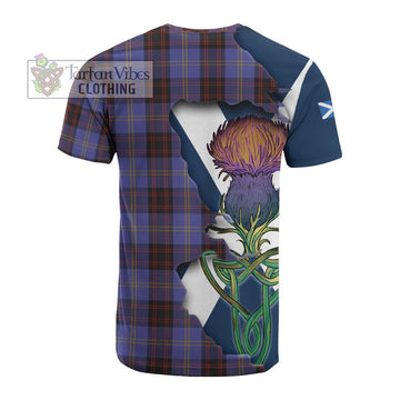 Tartan Vibes Clothing Rutherford Tartan Family Crest Cotton T-shirt Scottish Thistle Celtic Inspired