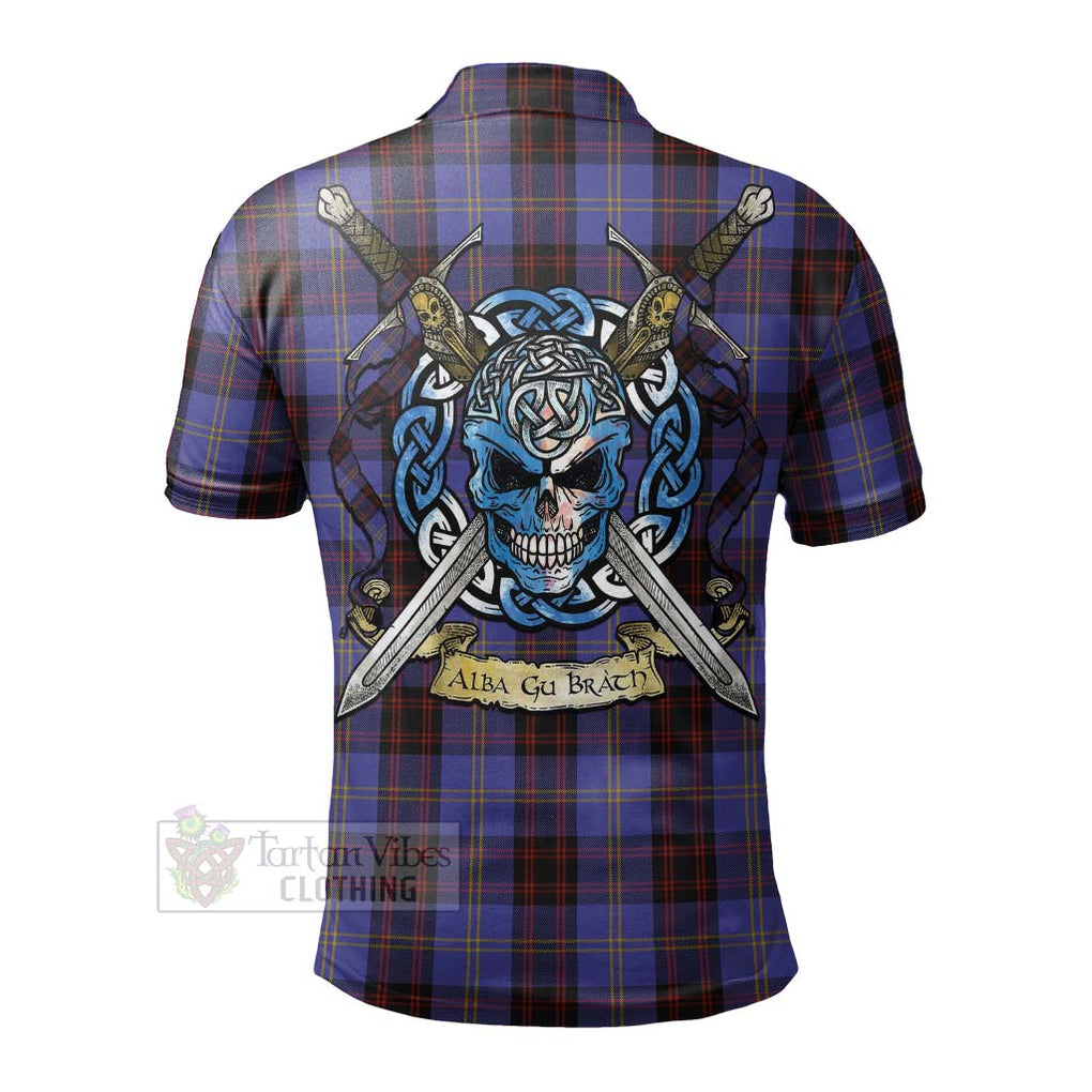 Tartan Vibes Clothing Rutherford Tartan Polo Shirt with Family Crest Celtic Skull Style