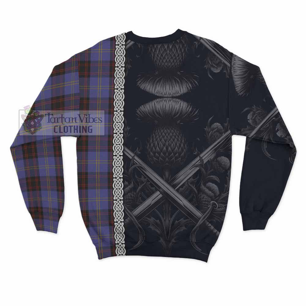 Tartan Vibes Clothing Rutherford Tartan Sweatshirt with Family Crest Cross Sword Thistle Celtic Vibes