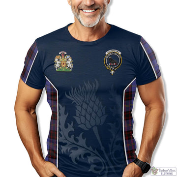 Rutherford Tartan T-Shirt with Family Crest and Scottish Thistle Vibes Sport Style