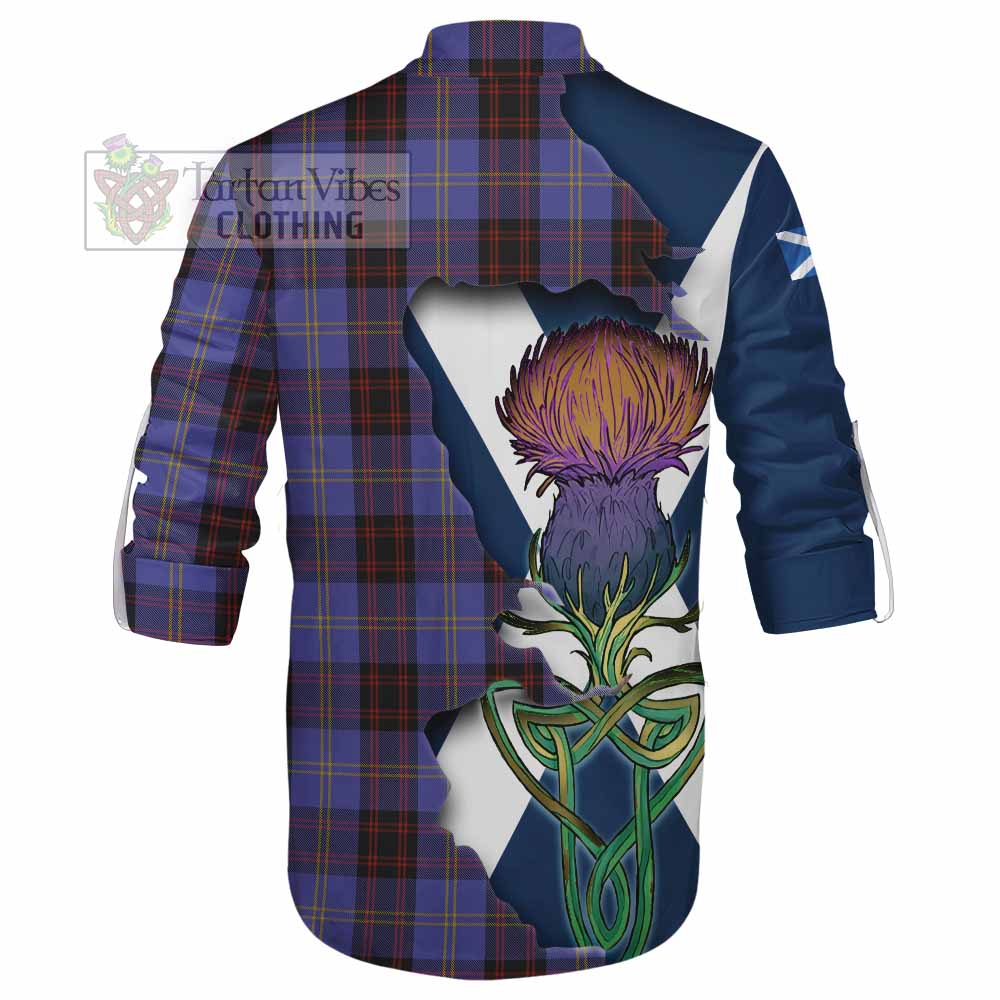 Tartan Vibes Clothing Rutherford Tartan Family Crest Ghillie Kilt Shirt Scottish Thistle Celtic Inspired